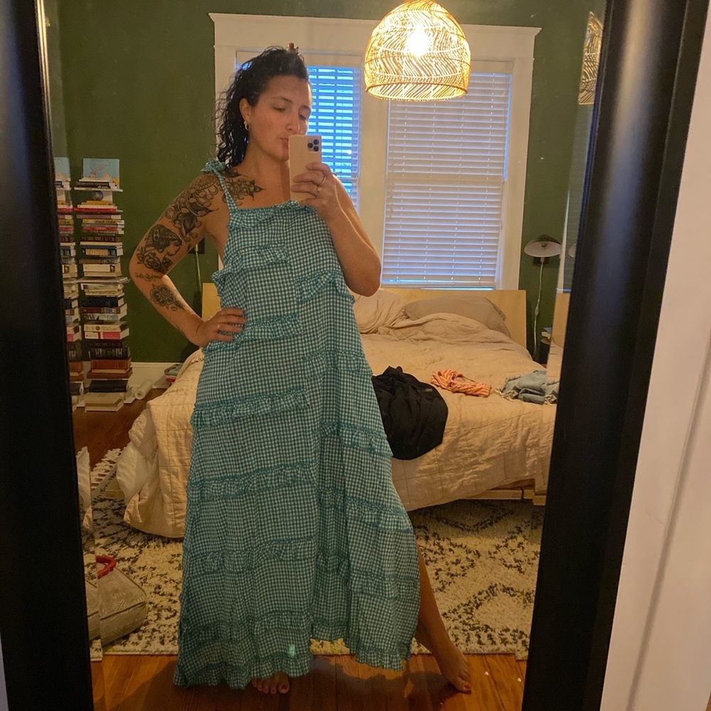 FRANCESCA SANDRO GINGHAM MAXI DRESS | HANDMADE IN INDIA | SIZE M/L